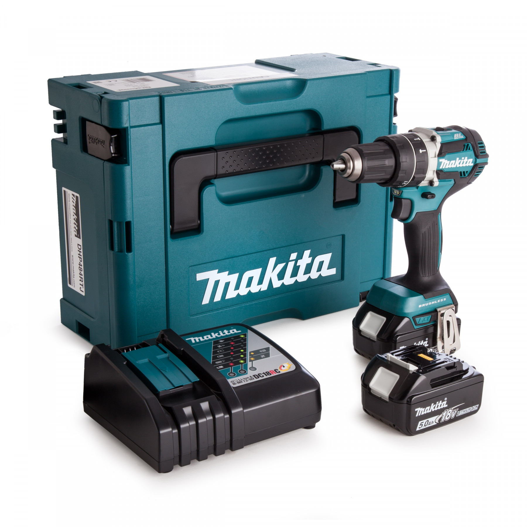 Makita DDF484RTJ 18 V Boor-/schroefmachine 5,0 Ah accu (2 st), snellader, Mbox Makita DDF484RTJ 18 V Boor-/schroefmachine 5,0 Ah accu (2 st), snellader, Mbox